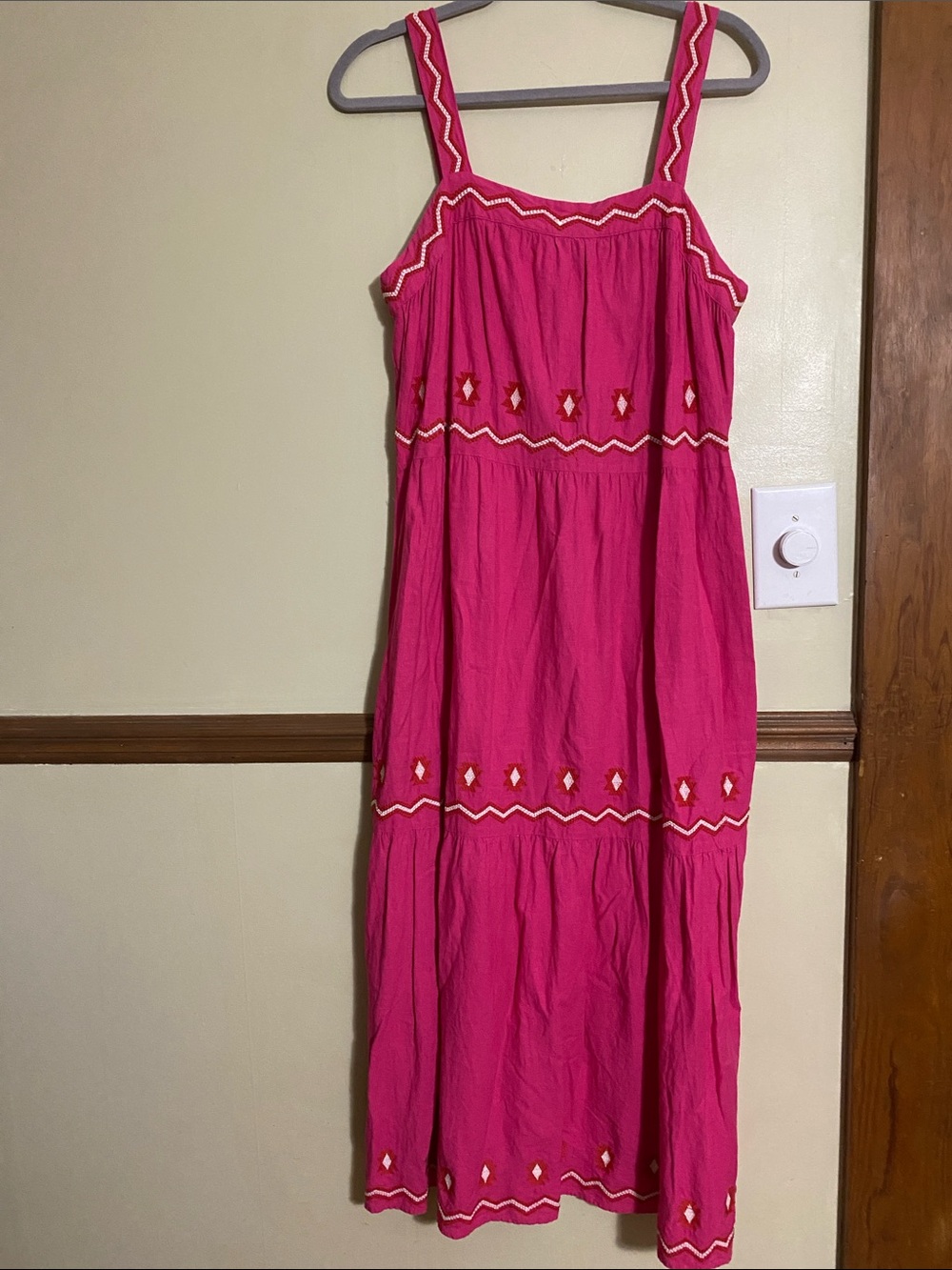 LOFT Fuchsia Pink Embroidered Maxi Dress